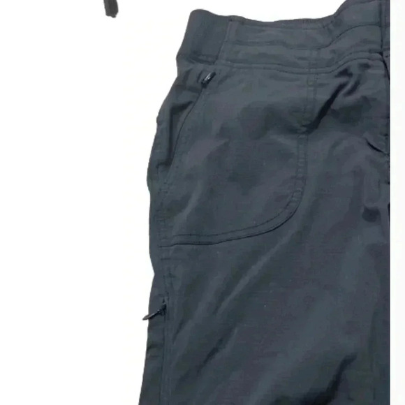 ATHLETA BLACK PANTS NYLON JOGGER POCKETS FLAIR STRETCH WAIST SIZE X SMALL 2 - Picture 5 of 11